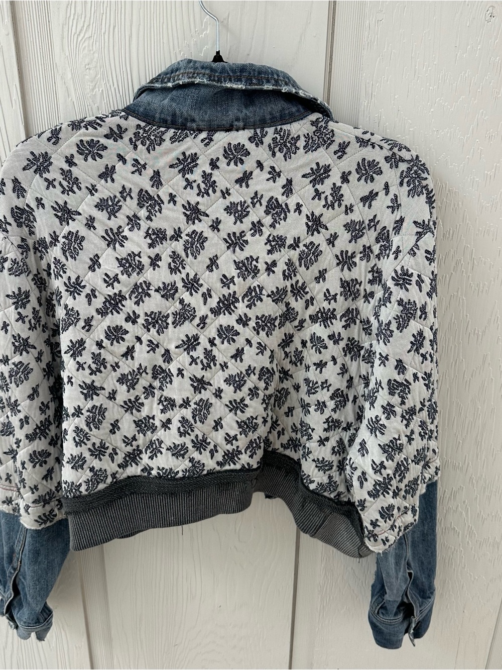 Free People Ditsy Floral Print Denim and Quilted jacket - Picture 6 of 8